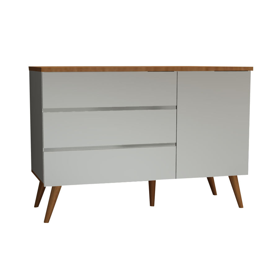 Cômoda de Bebê Viena com Porta Cinza Harbor com Pé e Tampo Mel