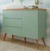 Cômoda de Bebê Viena com Porta Verde Jardim com Pé e Tampo Mel