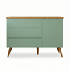 Cômoda de Bebê Viena com Porta Verde Jardim com Pé e Tampo Mel