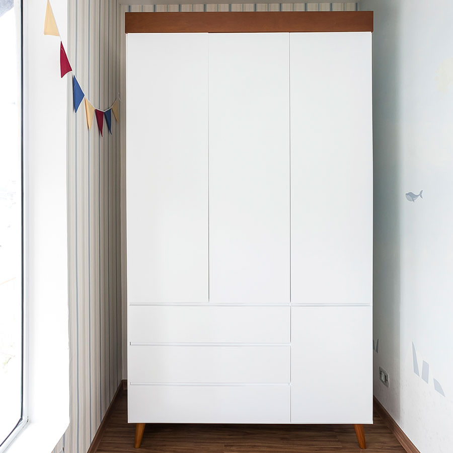 Guarda Roupa Infantil Viena Branco e Mel