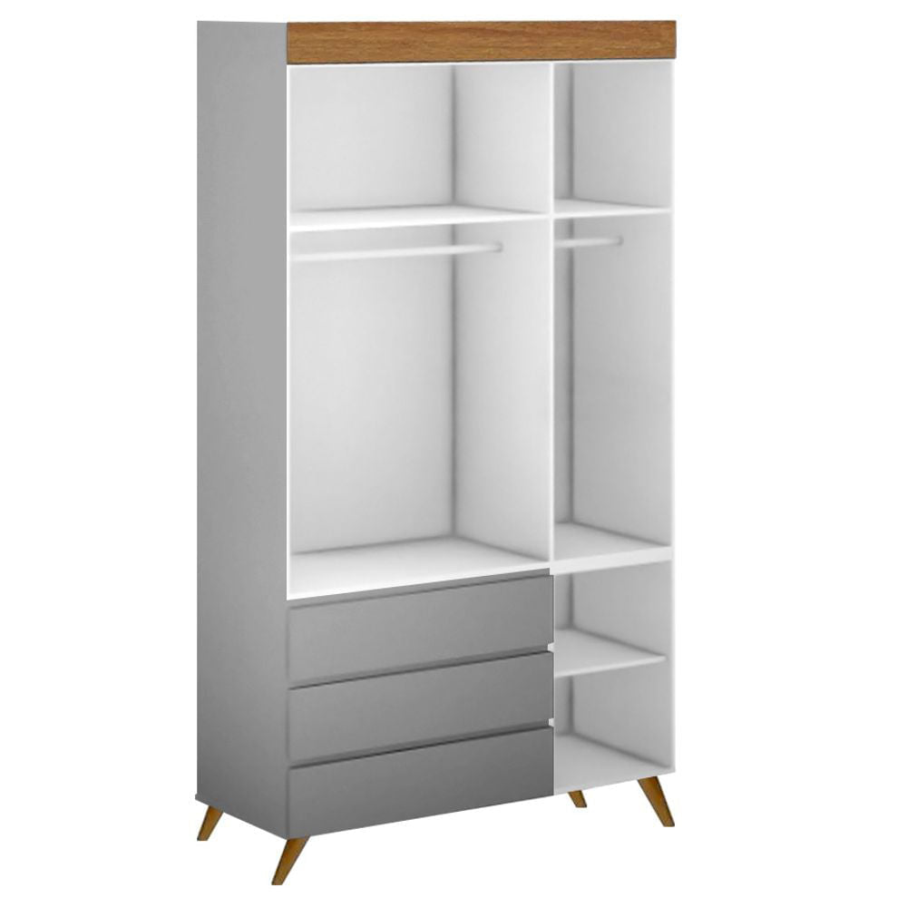 Guarda Roupa Infantil Viena Cinza Harbor e Mel