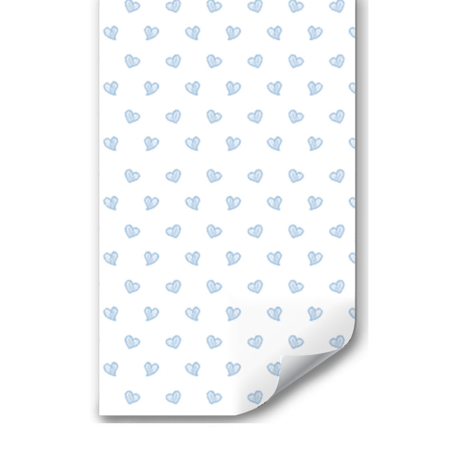 Papel de Parede Infantil Coração Rabiscado Azul Clássico