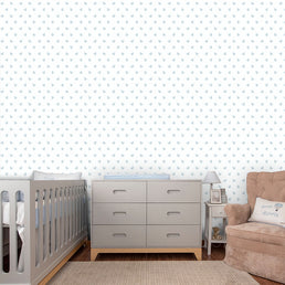 Papel de Parede Infantil Coração Rabiscado Azul Clássico