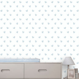 Papel de Parede Infantil Coração Rabiscado Azul Clássico