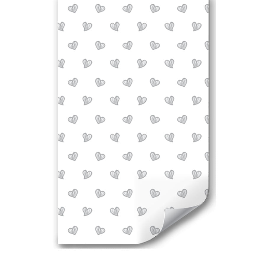 Papel de Parede Infantil Coração Rabiscado Cinza Claro