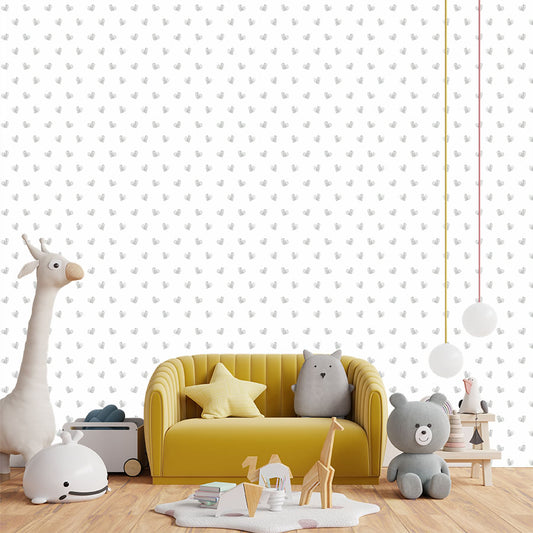 Papel de Parede Infantil Coração Rabiscado Cinza Claro