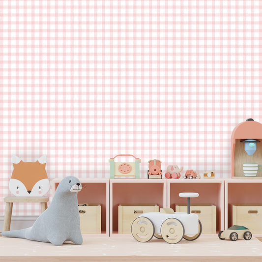 Papel de Parede Infantil Vichy Rosa Lichia