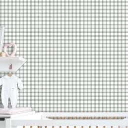 Papel de Parede Infantil Vichy Cinza Claro