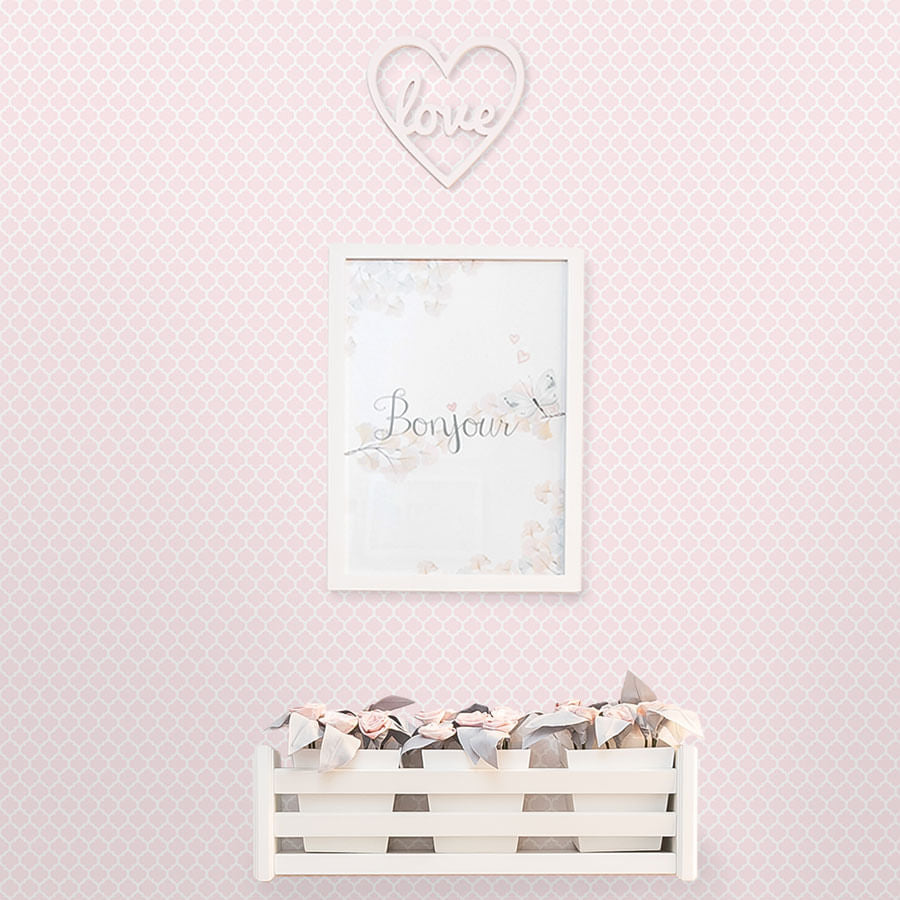 Papel de Parede Infantil Mini Arabesco Rosa Claro