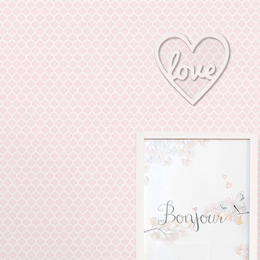 Papel de Parede Infantil Mini Arabesco Rosa Claro