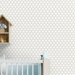 Papel de Parede Infantil Mini Arabesco Invertido Bege