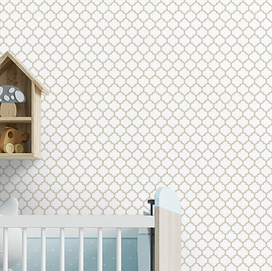 Papel de Parede Infantil Mini Arabesco Invertido Bege