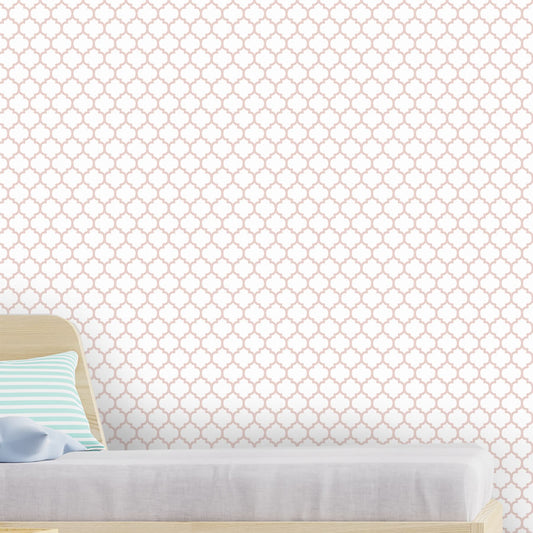 Papel de Parede Infantil Mini Arabesco Invertido Rosa Claro