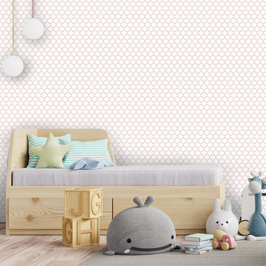Papel de Parede Infantil Mini Arabesco Invertido Rosa Claro