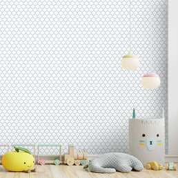 Papel de Parede Infantil Mini Arabesco Invertido Azul Claro