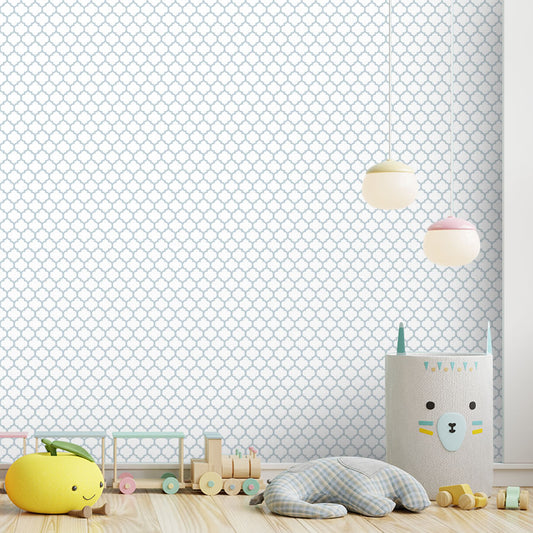 Papel de Parede Infantil Mini Arabesco Invertido Azul Claro