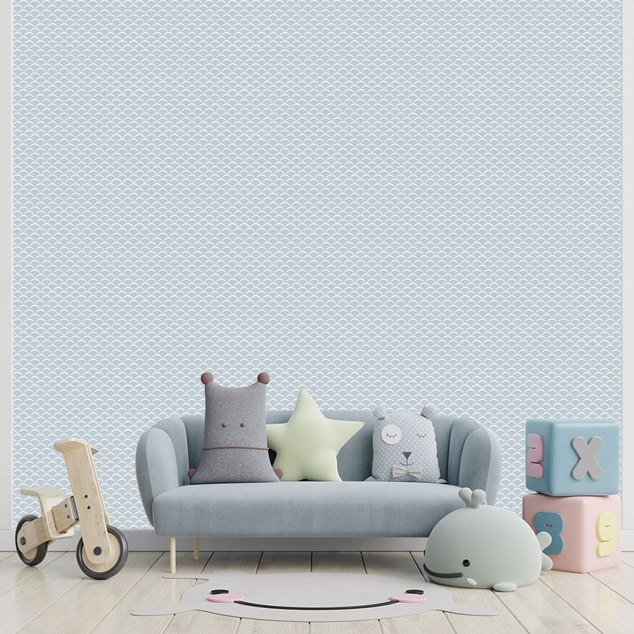 Papel de Parede Infantil Onda Azul Claro