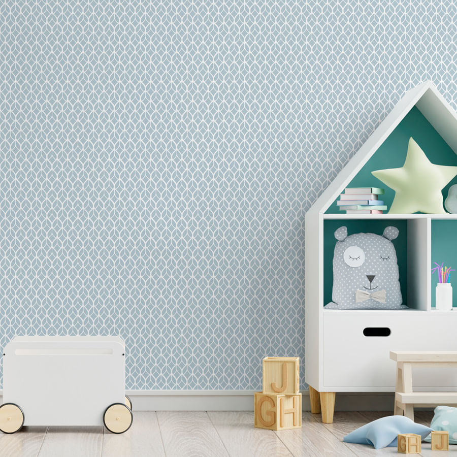 Papel de Parede Folhas Azul Claro