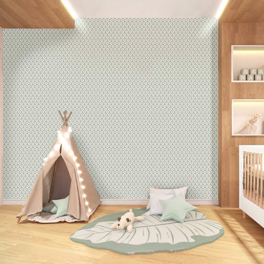 Papel de Parede Infantil Folhas Invertido Malva