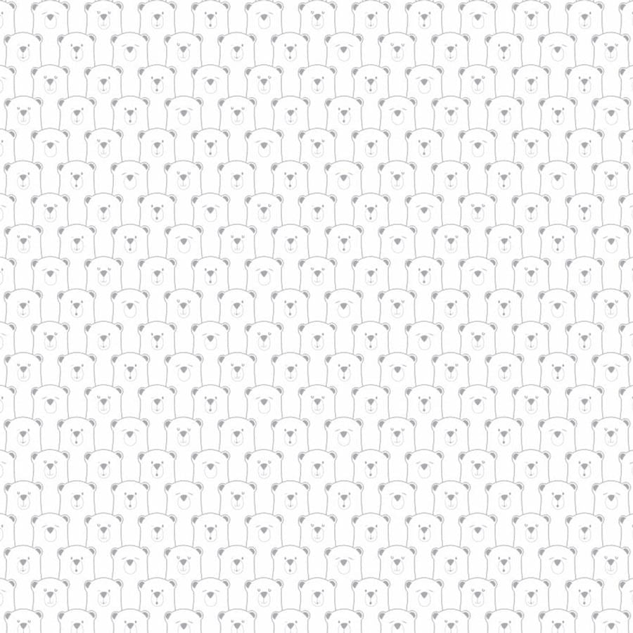 Papel de Parede Infantil Montanha de Urso Cinza