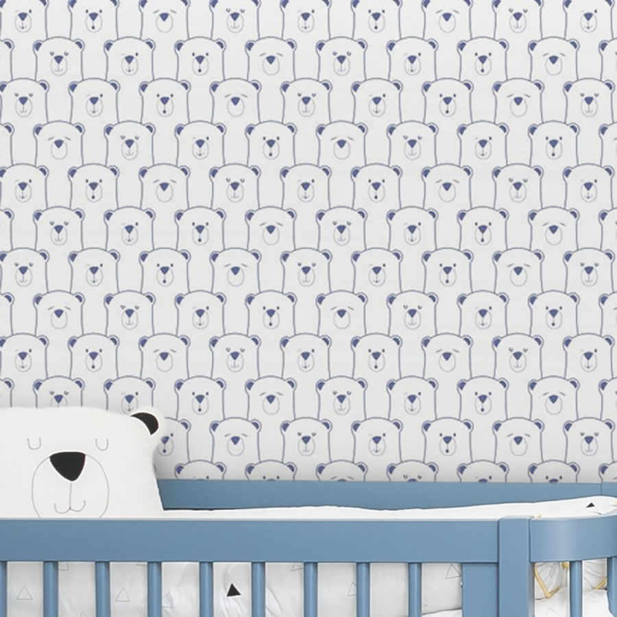 Papel de Parede Infantil Montanha de Urso Azul