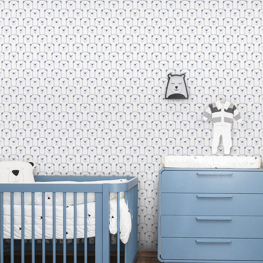 Papel de Parede Infantil Montanha de Urso Azul