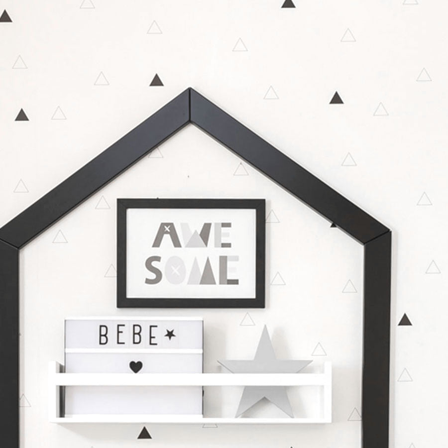 Papel de Parede Infantil Triângulo Vazado Preto