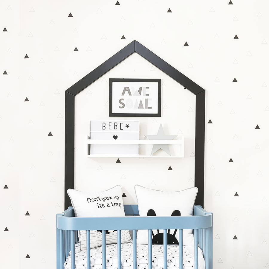 Papel de Parede Infantil Triângulo Vazado Preto