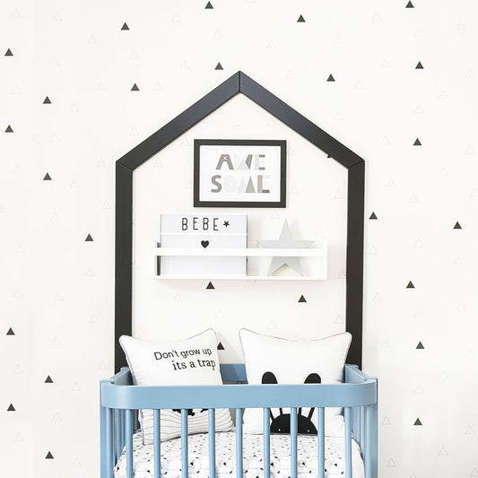 Papel de Parede Infantil Triângulo Vazado Preto