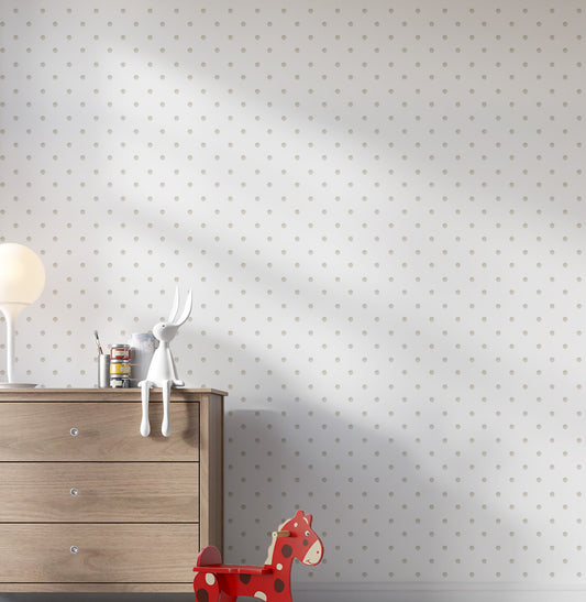 Papel de Parede Infantil Poá Aquarela Bege