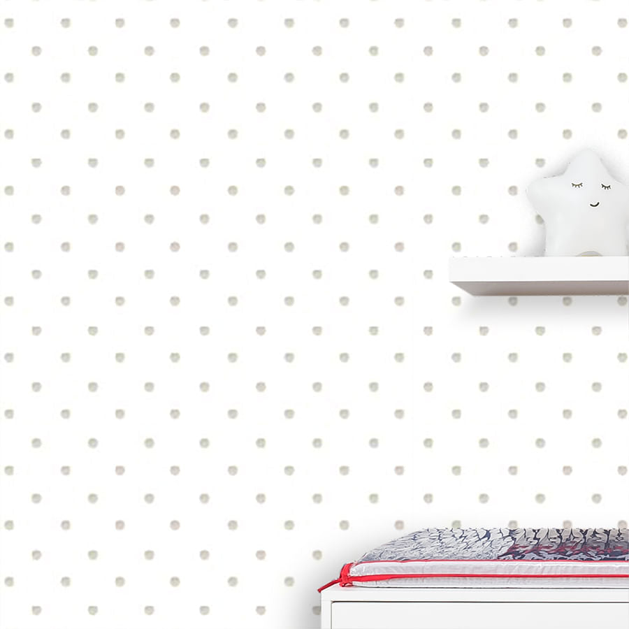 Papel de Parede Infantil Poá Aquarela Bege