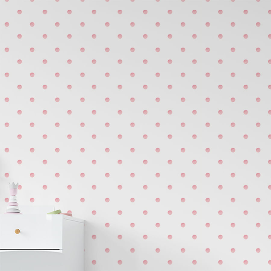Papel de Parede Infantil Poá Aquarela Rosa Clássico
