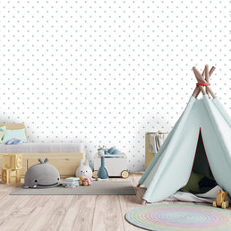 Papel de Parede Infantil Poá Aquarela Azul Claro