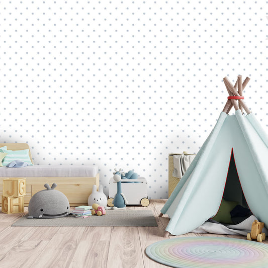 Papel de Parede Infantil Poá Aquarela Azul Claro