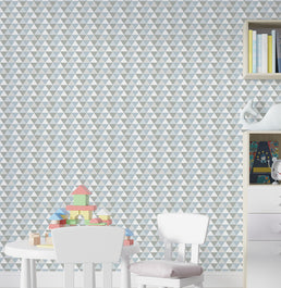 Papel de Parede Infantil Triângulos Azul Claro