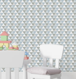 Papel de Parede Infantil Triângulos Azul Claro