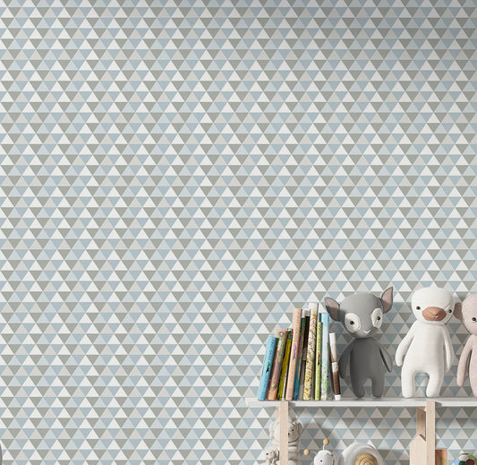 Papel de Parede Infantil Triângulos Azul Claro