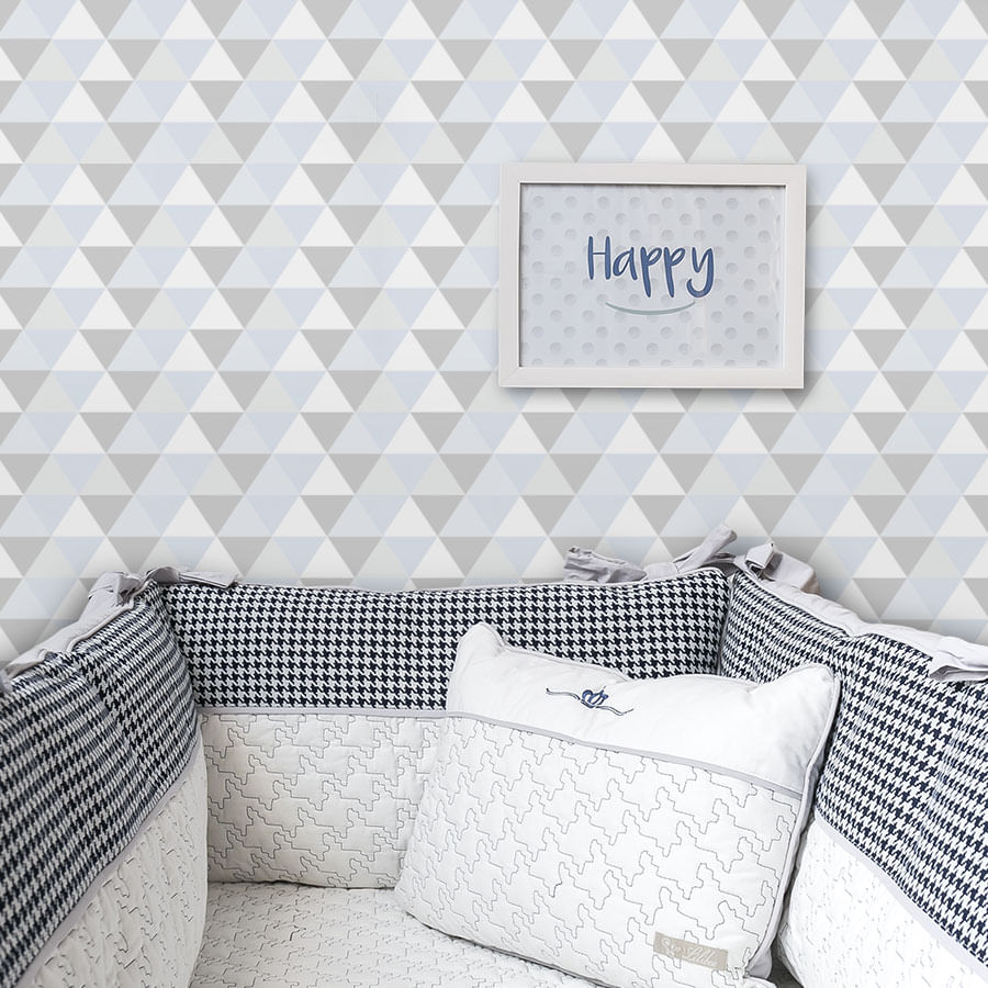 Papel de Parede Infantil Triângulos Azul Claro