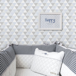 Papel de Parede Infantil Triângulos Azul Claro