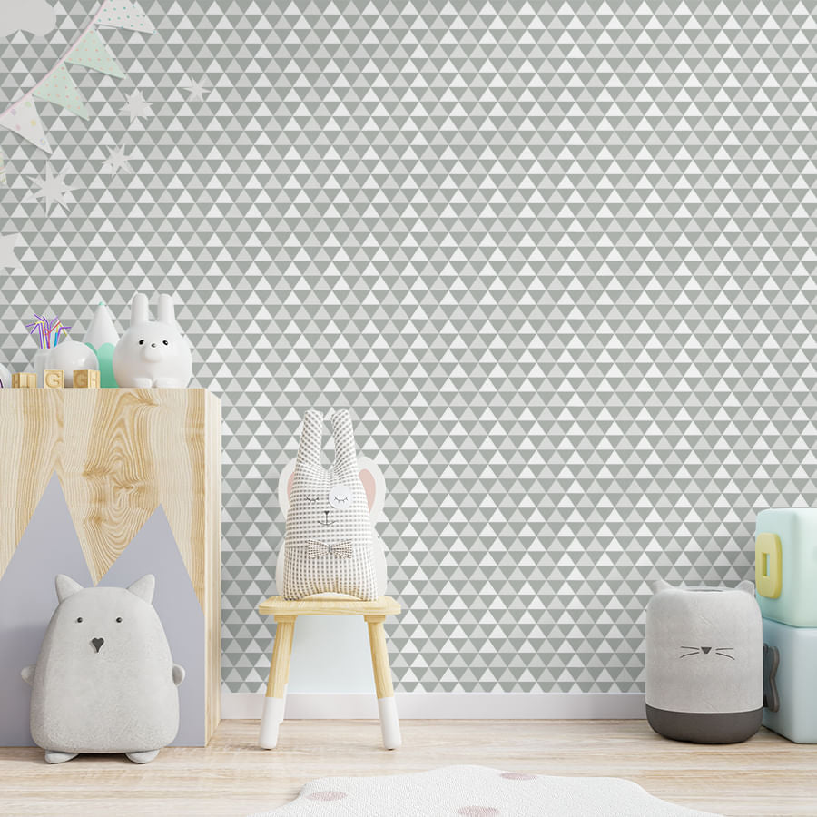Papel de Parede Triângulos Cinza