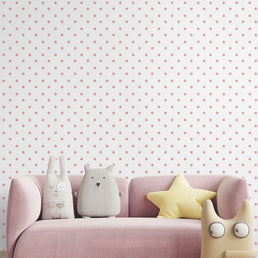 Papel de Parede Infantil Poá Rosa Clássico