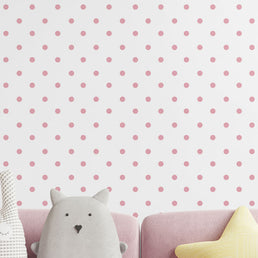 Papel de Parede Infantil Poá Rosa Clássico