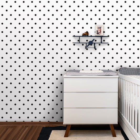 Papel de Parede Infantil Poá Preto