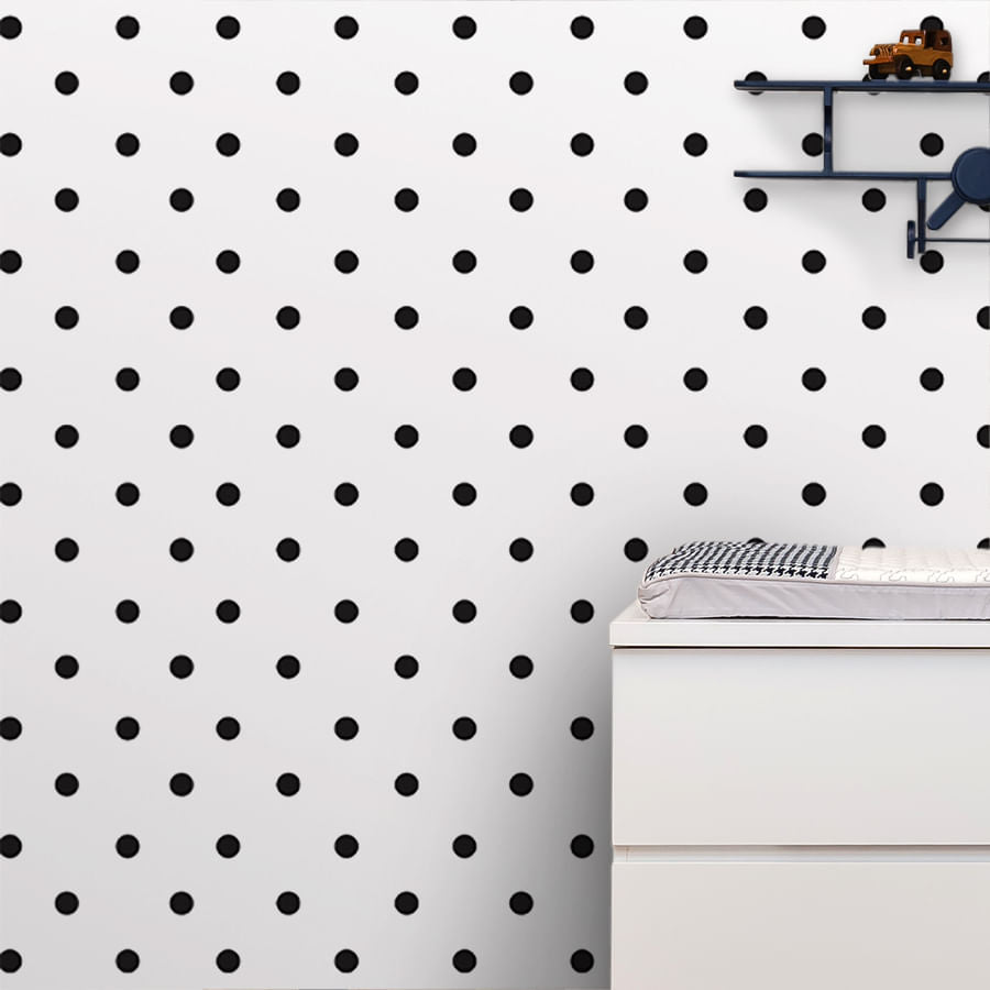 Papel de Parede Infantil Poá Preto