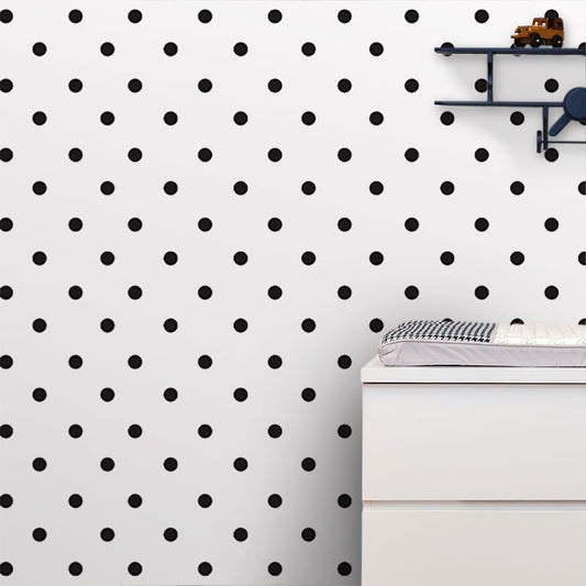 Papel de Parede Infantil Poá Preto