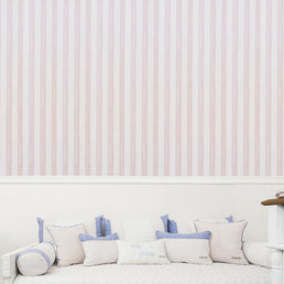 Papel de Parede Infantil Listra Média Aquarela Rosa
