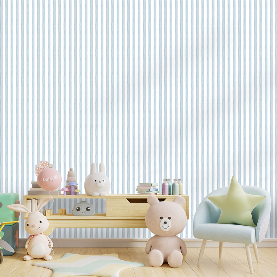 Papel de Parede Listra Média Aquarela Azul Claro
