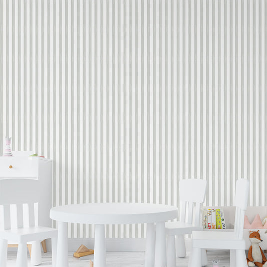 Papel de Parede Infantil Listra Média Aquarela Cinza