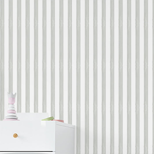 Papel de Parede Infantil Listra Média Aquarela Cinza