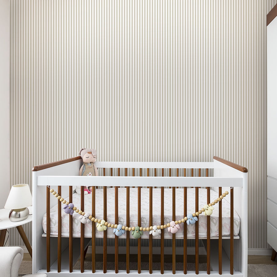 Papel de Parede Infantil Listra Fina Bege